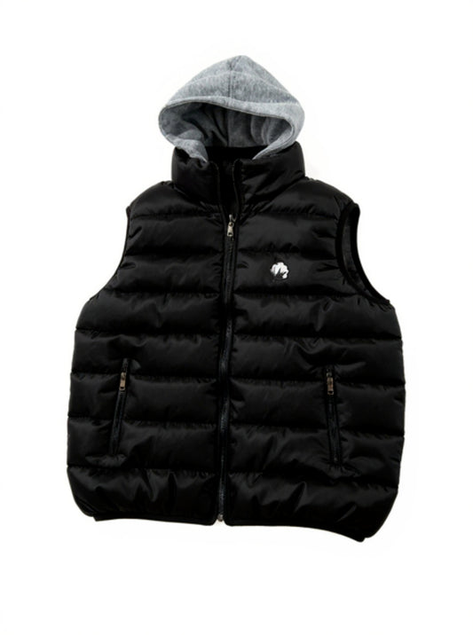 Black Cotton Bubble Vest